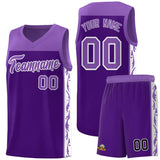 Custom Purple Side Pattern Sports Uniform Basketball Jersey
