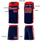Custom Navy Side Pattern Sports Uniform Basketball Jersey