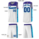 Custom White Side Pattern Sports Uniform Basketball Jersey