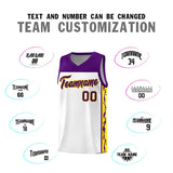Custom White Side Pattern Sports Uniform Basketball Jersey