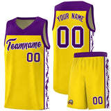 Custom Gold Side Pattern Sports Uniform Basketball Jersey