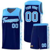Custom Navy Side Pattern Sports Uniform Basketball Jersey