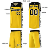 Custom Gold Side Pattern Sports Uniform Basketball Jersey