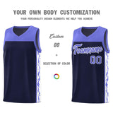 Custom Navy Side Pattern Sports Uniform Basketball Jersey