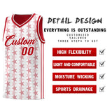 Custom White Red Star Graffiti Pattern Sets Sports Uniform Basketball Jersey