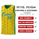 Custom Gold Kelly Green Star Graffiti Pattern Sets Sports Uniform Basketball Jersey