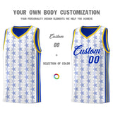 Custom White Royal Star Graffiti Pattern Sets Sports Uniform Basketball Jersey