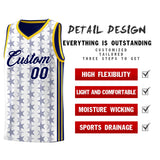Custom White Navy Star Graffiti Pattern Sets Sports Uniform Basketball Jersey