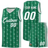 Custom Kelly Green White Star Graffiti Pattern Sets Sports Uniform Basketball Jersey