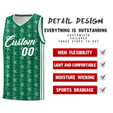 Custom Kelly Green White Star Graffiti Pattern Sets Sports Uniform Basketball Jersey