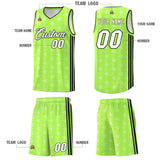 Custom Neon Green White Star Graffiti Pattern Sets Sports Uniform Basketball Jersey