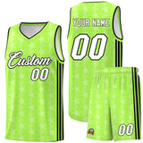 Custom Neon Green White Star Graffiti Pattern Sets Sports Uniform Basketball Jersey