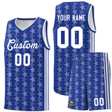 Custom Royal White Star Graffiti Pattern Sets Sports Uniform Basketball Jersey