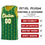 Custom Kelly Green Gold Star Graffiti Pattern Sets Sports Uniform Basketball Jersey