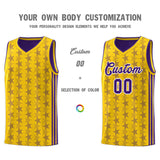 Custom Gold Purple Star Graffiti Pattern Sets Sports Uniform Basketball Jersey