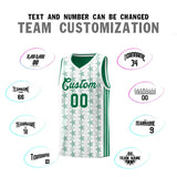 Custom White Kelly Green Star Graffiti Pattern Sets Sports Uniform Basketball Jersey