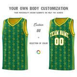 Custom Kelly Green Gold Star Graffiti Pattern Sets Sports Uniform Basketball Jersey