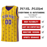 Custom Gold Purple Star Graffiti Pattern Sets Sports Uniform Basketball Jersey