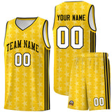 Custom Gold White Star Graffiti Pattern Sets Sports Uniform Basketball Jersey