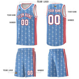Custom Light Blue White Star Graffiti Pattern Sets Sports Uniform Basketball Jersey