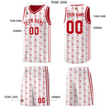 Custom White Red Star Graffiti Pattern Sets Sports Uniform Basketball Jersey