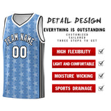 Custom Light Blue White Star Graffiti Pattern Sets Sports Uniform Basketball Jersey