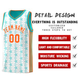 Custom White Aqua Star Graffiti Pattern Sets Sports Uniform Basketball Jersey