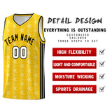 Custom Gold White Star Graffiti Pattern Sets Sports Uniform Basketball Jersey
