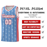 Custom Light Blue White Star Graffiti Pattern Sets Sports Uniform Basketball Jersey