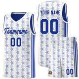 Custom White Royal Star Graffiti Pattern Sets Sports Uniform Basketball Jersey