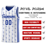 Custom White Royal Star Graffiti Pattern Sets Sports Uniform Basketball Jersey