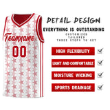 Custom White Red Star Graffiti Pattern Sets Sports Uniform Basketball Jersey