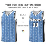 Custom Light Blue White Star Graffiti Pattern Sets Sports Uniform Basketball Jersey