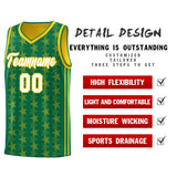 Custom Kelly Green Gold Star Graffiti Pattern Sets Sports Uniform Basketball Jersey