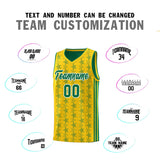Custom Gold Kelly Green Star Graffiti Pattern Sets Sports Uniform Basketball Jersey