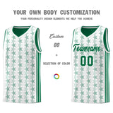 Custom White Kelly Green Star Graffiti Pattern Sets Sports Uniform Basketball Jersey