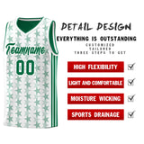 Custom White Kelly Green Star Graffiti Pattern Sets Sports Uniform Basketball Jersey