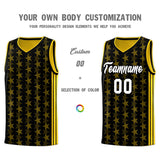 Custom Black Gold Star Graffiti Pattern Sets Sports Uniform Basketball Jersey