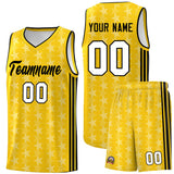 Custom Gold White Star Graffiti Pattern Sets Sports Uniform Basketball Jersey