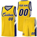 Custom Gold Navy Side Design Sets Sports Uniform Basketball Jersey