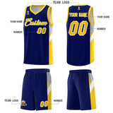 Custom Navy Gold Side Design Sets Sports Uniform Basketball Jersey