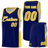Custom Navy Gold Side Design Sets Sports Uniform Basketball Jersey