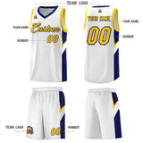 Custom White Navy Side Design Sets Sports Uniform Basketball Jersey