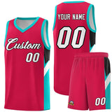 Custom Red Aqua Side Design Sets Sports Uniform Basketball Jersey