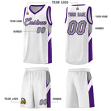 Custom White Purple Side Design Sets Sports Uniform Basketball Jersey