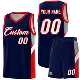 Custom Navy Red Side Design Sets Sports Uniform Basketball Jersey