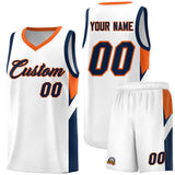 Custom White Orange Side Design Sets Sports Uniform Basketball Jersey