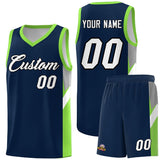 Custom Navy Neon Green Side Design Sets Sports Uniform Basketball Jersey