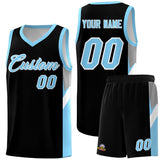 Custom Black Light Blue Side Design Sets Sports Uniform Basketball Jersey