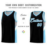 Custom Black Light Blue Side Design Sets Sports Uniform Basketball Jersey